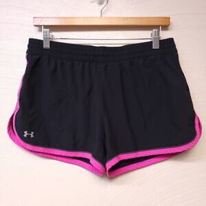 Under Armour Shorts Size M Womens Lined Running Short Active Workout Black Pink